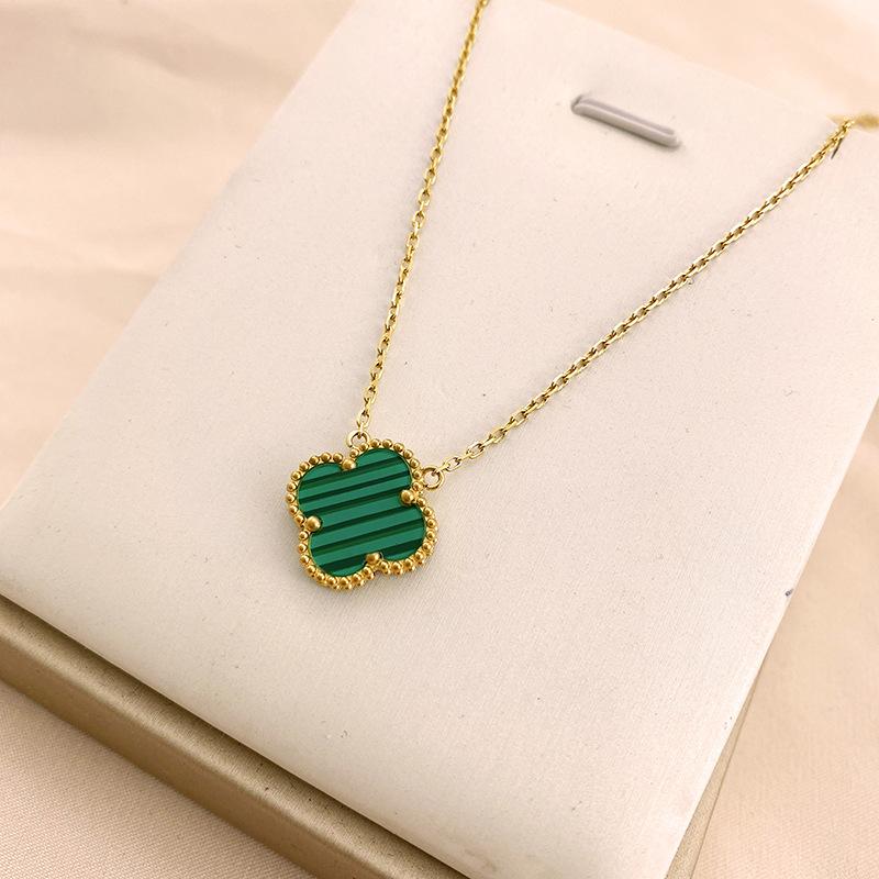 15 мм Высококачественное Женское Ожерелье с Четырехлистным Клевером, Один Цветок, Двусторонняя Подвеска, Женская Цепочка на Ключицу