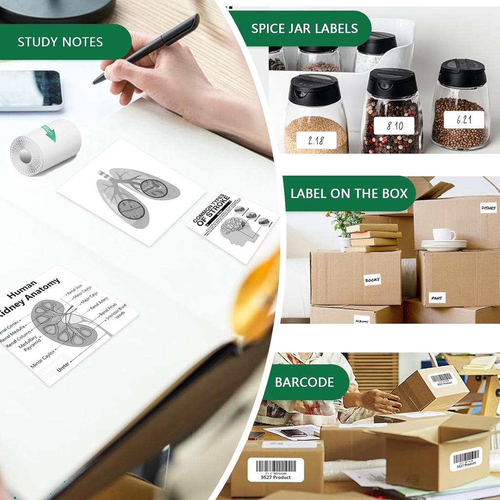 10 рулонов термопринтерной бумаги 57x25 мм для мини-наклейки, чекового принтера, портативного карманного принтера, сменная бумага для мини-принтера