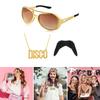 3x 70s Disco Party Costume Accessories Hippie Glasses Disco Necklace Sunglasses for 50s 60s 70s 80s Disco Vintage Party