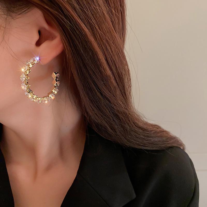 Новые роскошные высококачественные серьги-кольца с инкрустацией из фианита, круглые серьги с зеленым цирконием для женщин, ювелирные изделия для помолвки