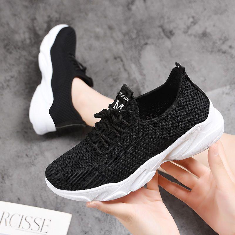 Fashion Shoes for Women Black Mesh Breathable Lace Up Woman Footwear Running Pink Comfortable and Elegant Trends 2024 Walking Urban A 39