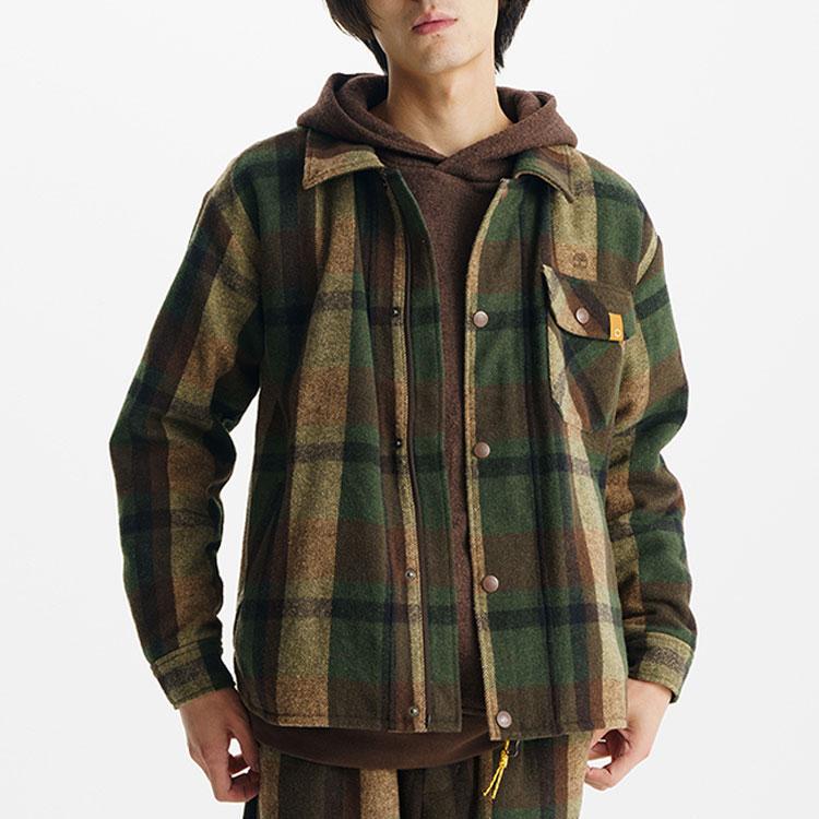 Timberland Outdoor Remix Special Collection Vintage Plaid Loose Shirt Long Sleeves Unisex Shirts Green A5UU3-U36