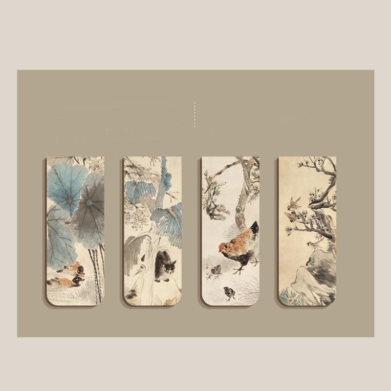 Creative Magnetic Bookmarks 4pcs Aesthetic Stationery Book Accessories Student Reading Marker Retro Literary Teacher'S Day Gift