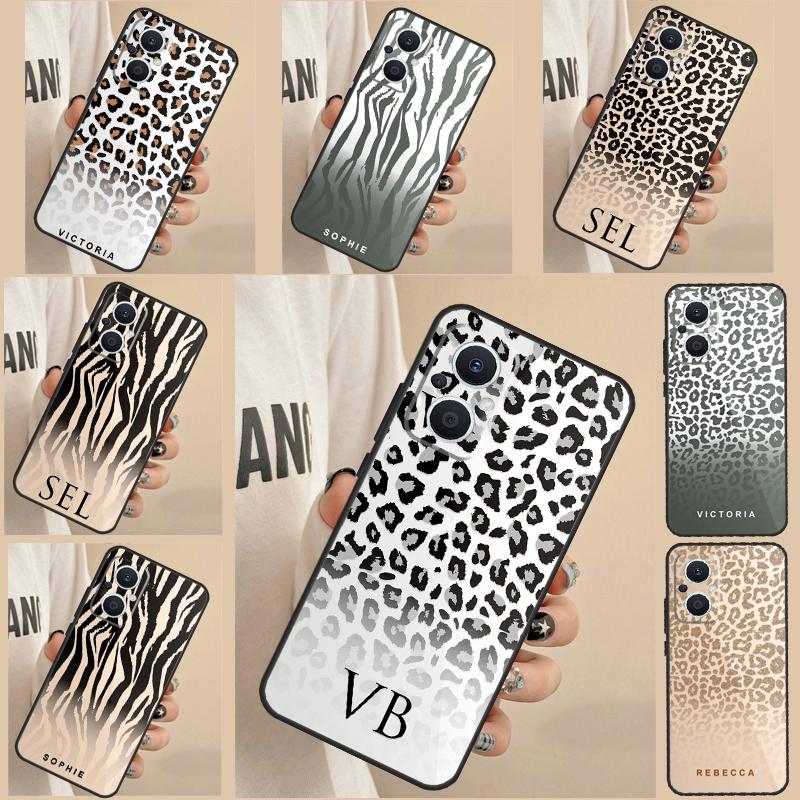 Personalised Initials Skin Leopard Case For OPPO Reno 7 8 6 Lite 2Z 3 4 5 Z 8T OPPO Find X6 Pro X3 Lite X2 Neo X5 Pro Cover