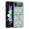 Цветочный чехол для телефона Samsung Galaxy Z Flip3 Flip4 Flip5, PC бампер, жесткая складная задняя крышка, черный