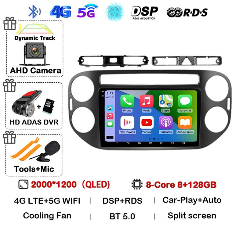 Android 14 Auto Carplay для VW Volkswagen Tiguan 1 NF 2006 2008-2012 2013 2014 2015 2016 Автомобильный Радио Мультимедиа GPS Плеер Стерео