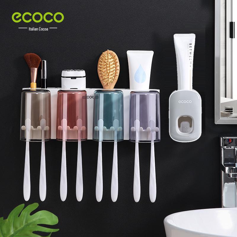 Настенный держатель для зубной щетки и ополаскивателя для полости рта - набор для хранения в ванной комнате без проколов