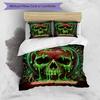 3PC Custom Name Gothic Apple Skull Artwork Bedding Set Printed Bedding Set Duvet Cover Closure Includes 1 Duvet Cover & 2 Pillowcases for All Seasons 