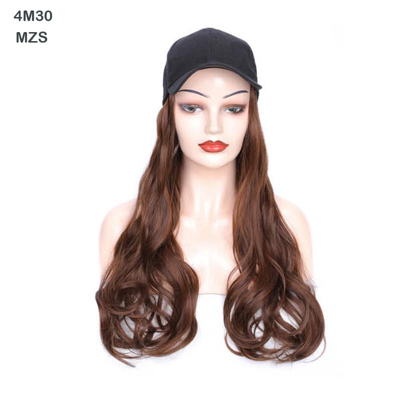 Hair Wig With Baseball Cap Straight&Wave Curly Hair Women Girl's Wigs