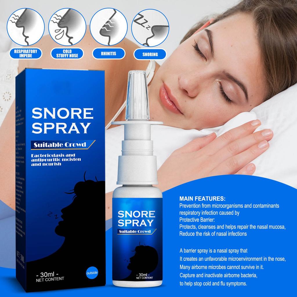 Anti-snoring Spray Herbal Sleep Anti-snoring Spray Men And Women Anti-snoring Spray Nose And Mouth Herbal Anti-snoring Spray Snoring Solution(30ML)