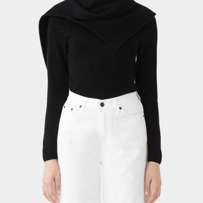 COURRI BLACK ANGIE DOUBLE FACED WOOL SCARF