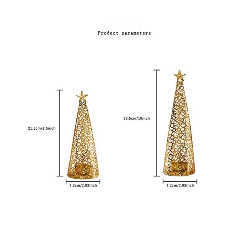 Европейский металлический подсвечник в виде рождественской елки, праздничное украшение, чашка для чайной свечи, настольные аксессуары для украшения дома для праздничной вечеринки