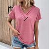 Summer Tops For Women Solid Color For Women V-Neck Short Sleeve Comfy Womens Tops Oversized Tshirts