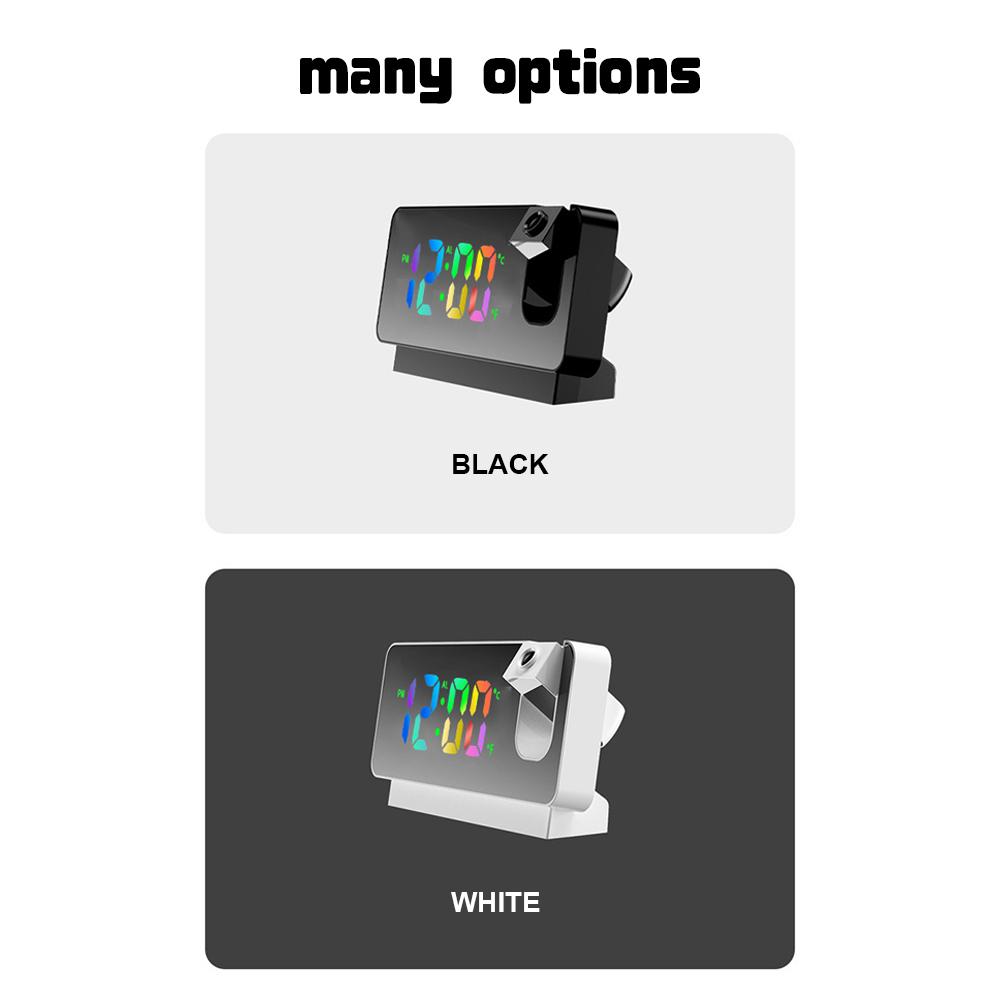Projection Alarm Clock Digital Clock with 180 Degrees Rotatable Projector Clear Colorful Large LED Display