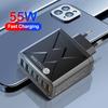 6 In 1 55W PD USB Charger Fast Charging Quick Charge 3.0 Travel Charger For iPhone Samsung  Xiaomi Mobile Phone Charger