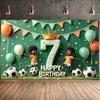 Happy 7th Birthday Banner Soccer Sports Theme Football Event Birthday Party Decoration Backdrop Photography Background Props