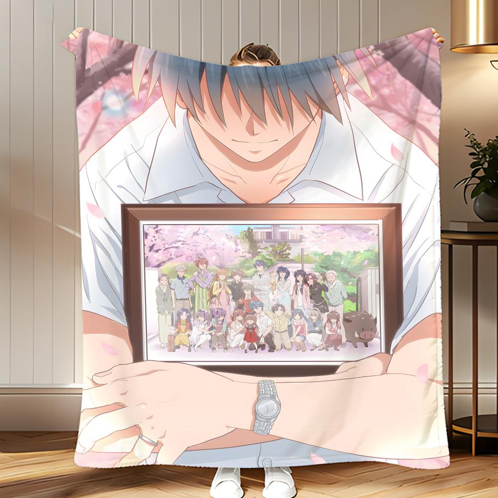 classic anime CLANNAD Throw Soft Coral Fleece Blanket 310gsm Fluffy Warm Throw for Sofa Bed Couch Bedroom Decor