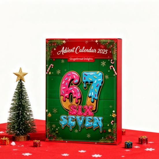 Yousheng Christmas Advent Calendar with 67 Acrylic Xmas Tree Hanging Ornament 24 Days Christmas Countdown Calendar Box Holiday Party Gift