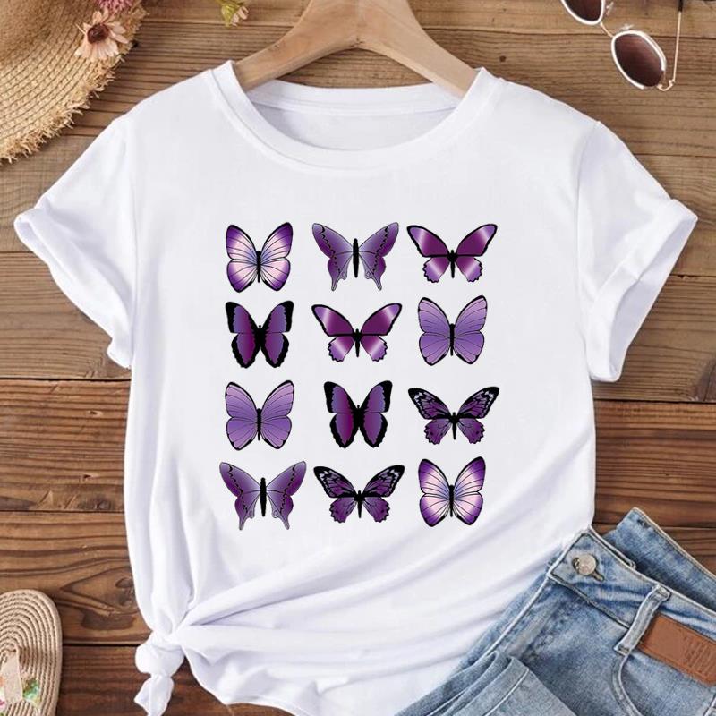 (Азиатский размер) Женская модная футболка с круглым вырезом, акварелью и сладким цветком, одежда, футболка с принтом, женские футболки с короткими рукавами и графикой