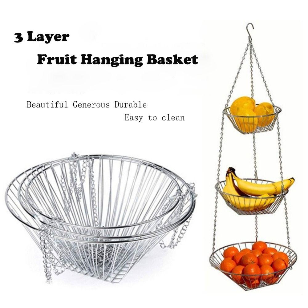 Three Tier Snacks Storage Basket Nordic Flowers Basket Storage Rack  Kitchen Supplies