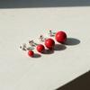 925 Silver Red Ball Earrings Mini Bold