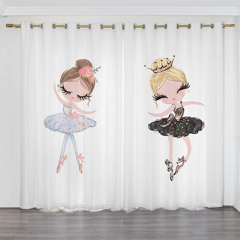 Мультяшный балет милый единорог лебедь розовая принцесса девочка оконные шторы для детей спальня гостиная кухня дверь домашний декор 2 шт