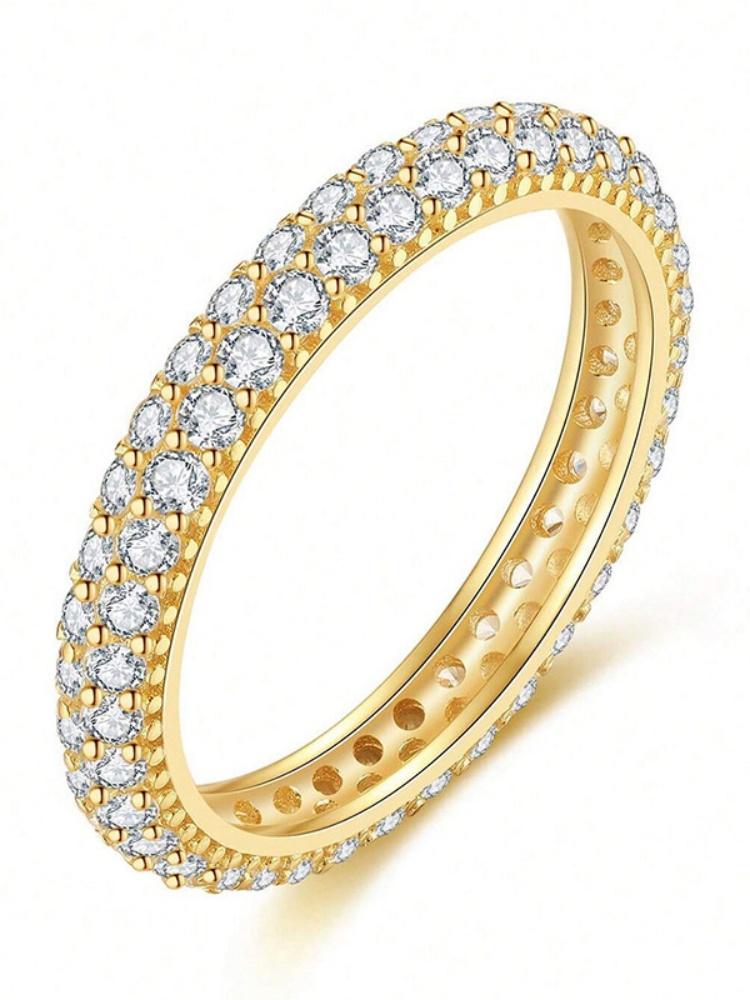 925 Sterling Silver Gorgeous Shiny Circle Double Row Zircon Ring For Women Daily Life  Anniversary High Quality Fine Jewelry