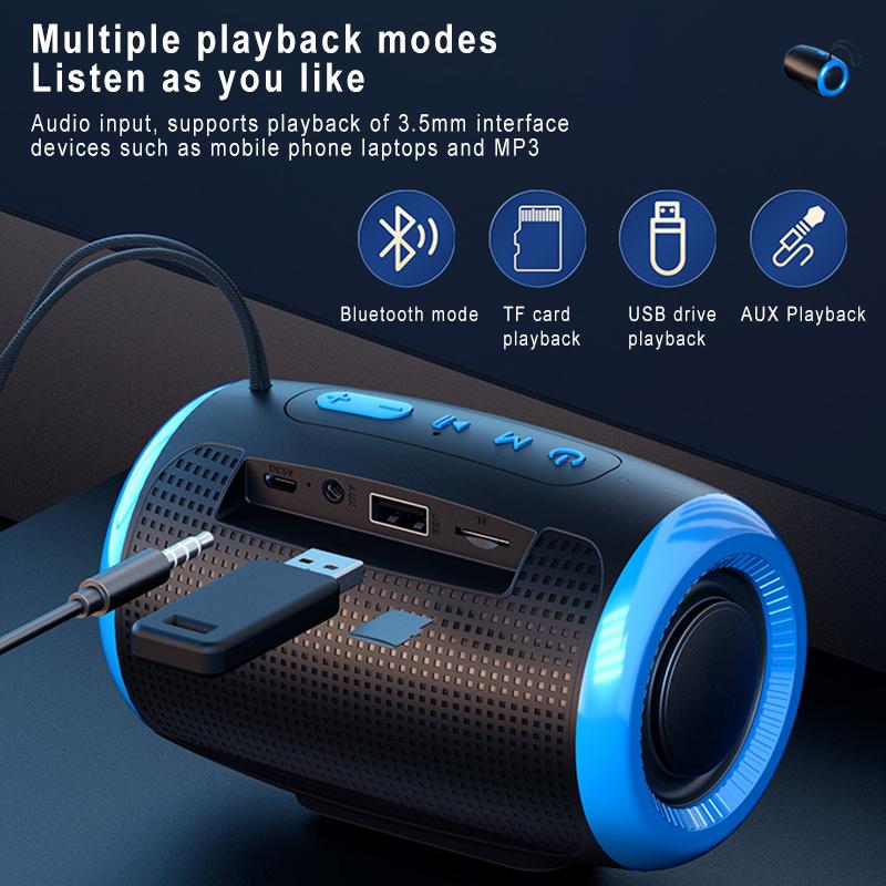 TSN-1 Портативная колонка Беспроводные Bluetooth-колонки с 5.3 стерео FM/SD/USB Disk/Aux режимами Водонепроницаемая для наружного Hi-Fi звука