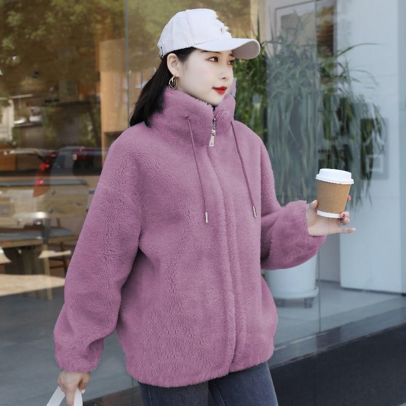 Women's Winter Padded Warm Double-sided Fleece Sweatshirt Loose High Neck Temperament Jacket