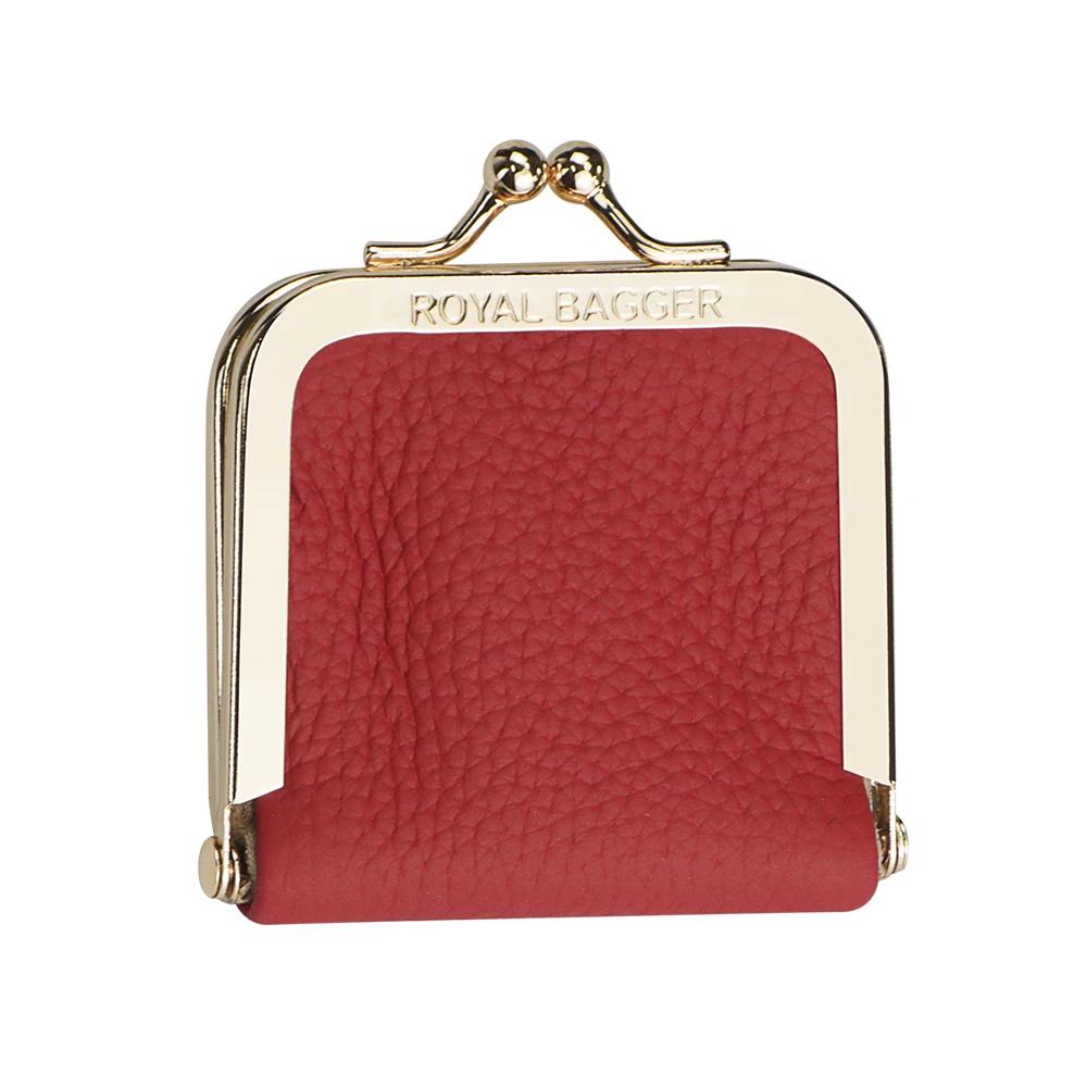 Royal Bagger Genuine Leather Mini Jewelry Box, Ring & Necklace Storage, Slim Coin Purse with Kiss Lock for Women 3120 SpringStatements