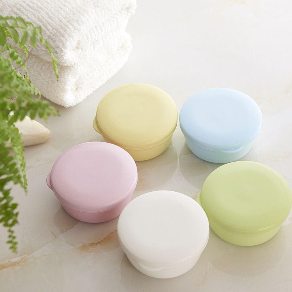 Round Portable Soap Dish Self Draining Travel Soap Container Laundry   Trip