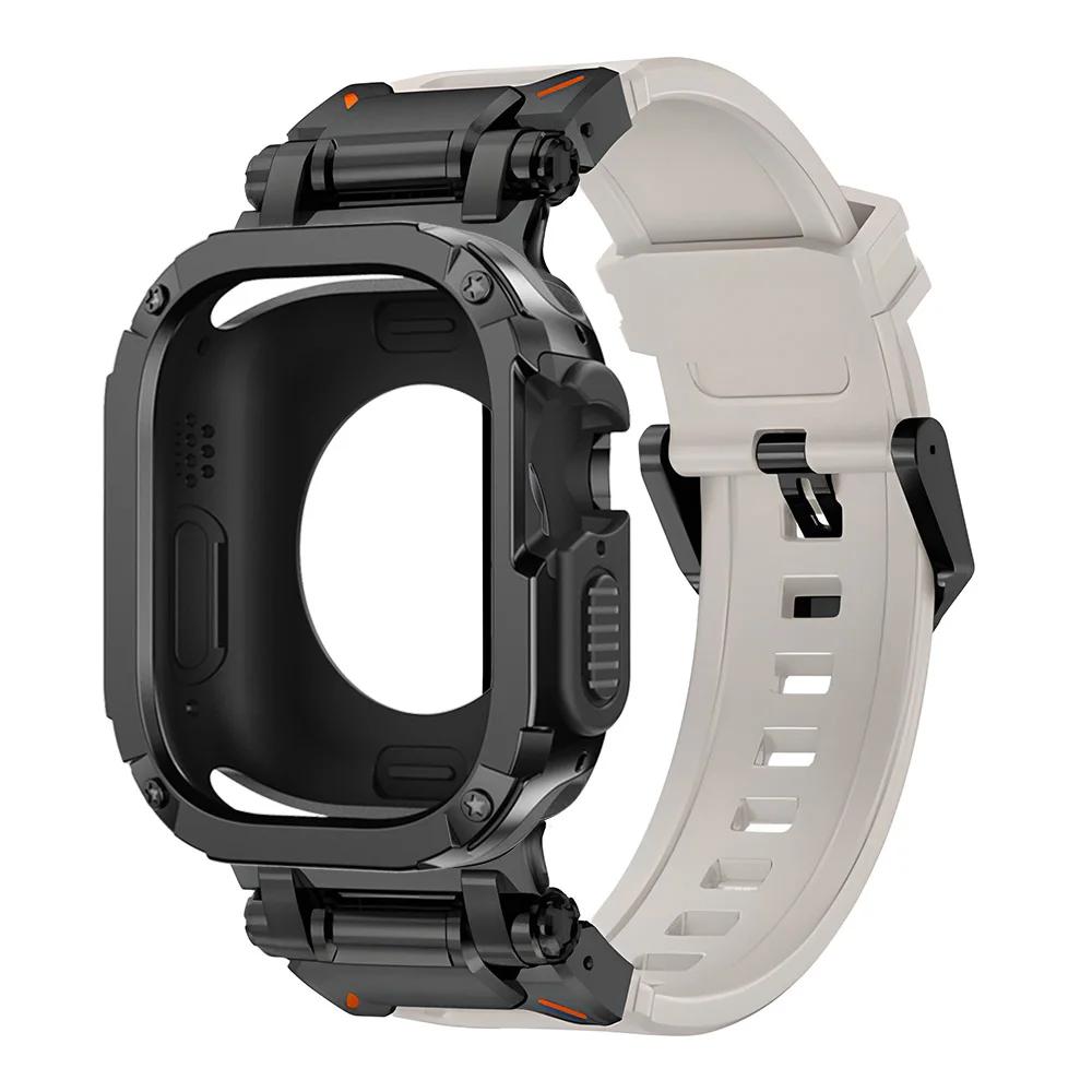 Ремешок+Чехол для Apple Watch Band Ultra 2 49 мм 44 мм 45 мм Защитный чехол из ТПУ Силиконовый браслет для IWatch Series 9 8 7 6 5 4