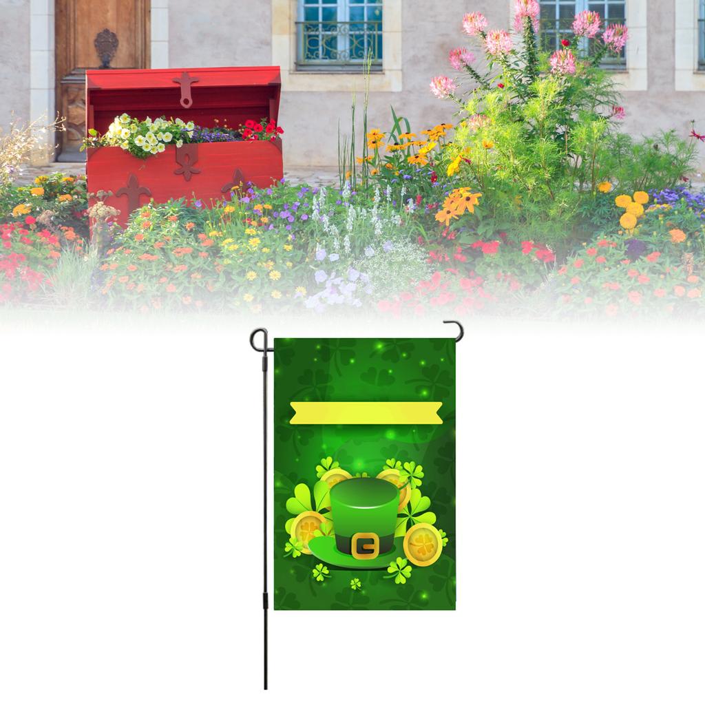 St Patricks Day Flag Double Sided Decorative Machine Washable Irish Garden Flag for Lawn Courtyard P