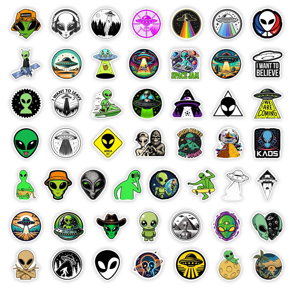 Comics ET Alien Icon Stickers DIY Waterproof Vinyl Decals for Scrapbook Diary Junk Journals Laptop Phone Bottle Decorative Gift Gas Tank Doors 4