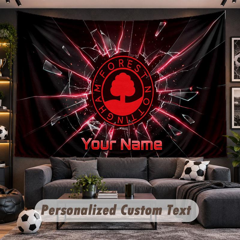 Wall Hanging Tapestry Custom NameNottingham Forest Pattern Personalized Printed Fabric Wall Decor