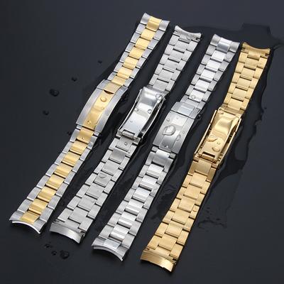 Ремешок для часов 20 мм 21 мм Ремешок для часов Раскладывающаяся пряжка Твердые изогнутые конечные звенья Ремешок подходит для браслета для часов из нержавеющей стали Submariner Water Ghost