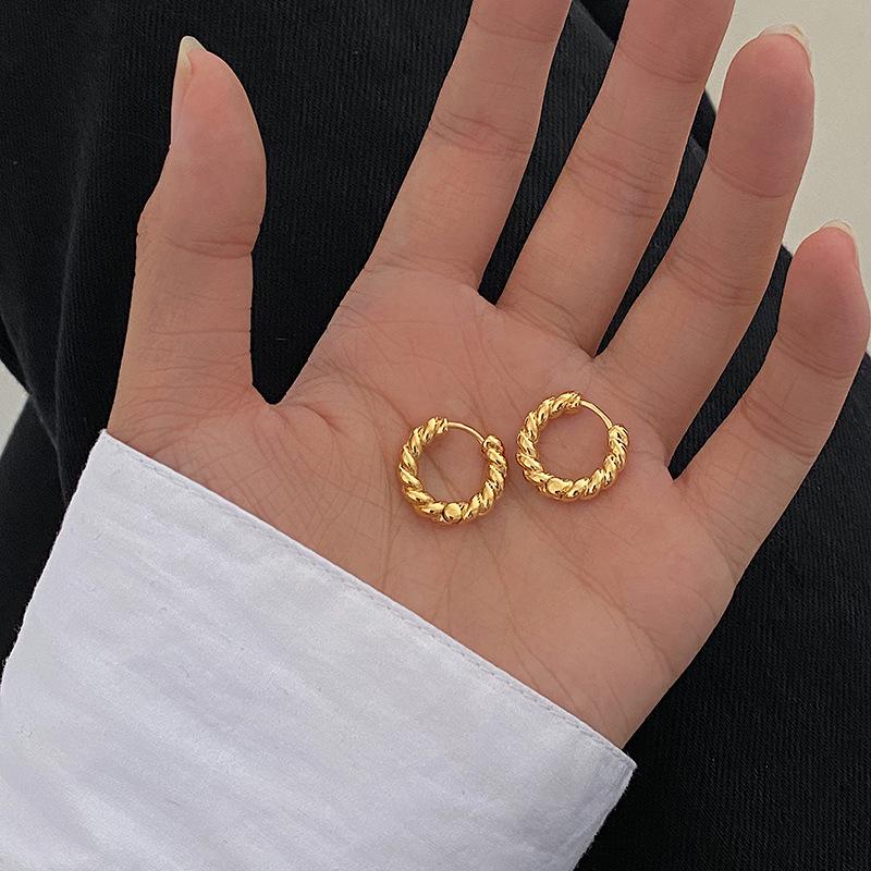 Korean 2024 Textured Twisted Niche Earrings for Women