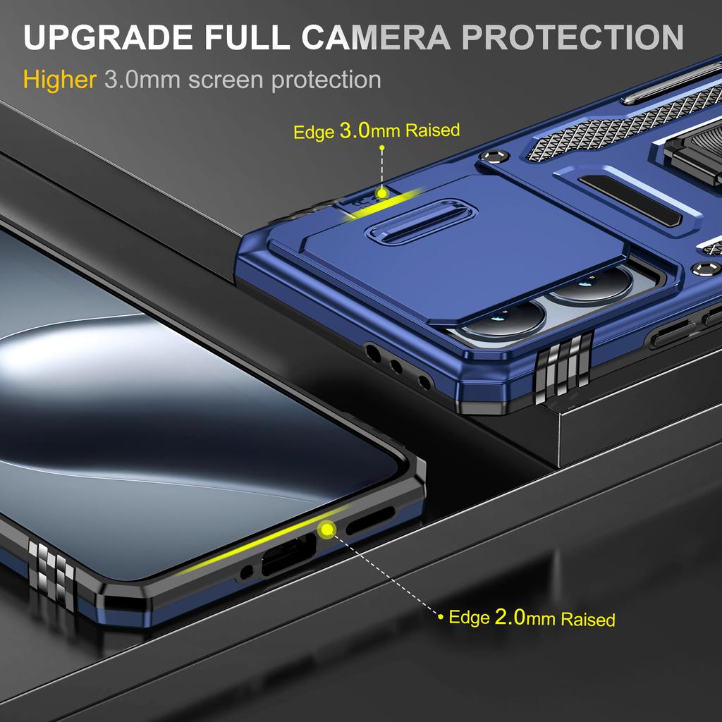 Чехол для Xiaomi 14T Pro с подставкой, сдвижной крышкой для камеры, из ПК + ТПУ, ударопрочный чехол для телефона