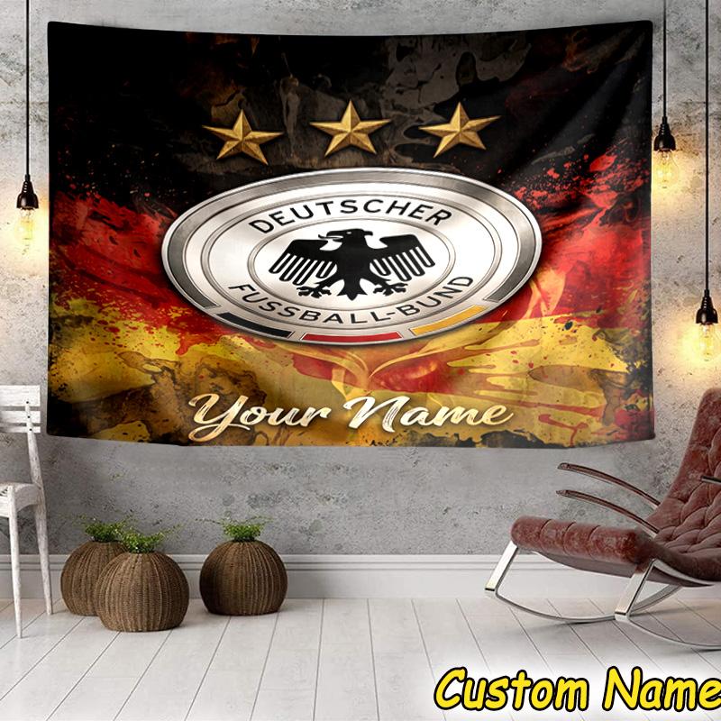 Custom Name German Football Federation Emblem Tapestry Room Decoration Wall Hanging for Living Room Bedroom, dormitory, Birthday and Christmas gifts