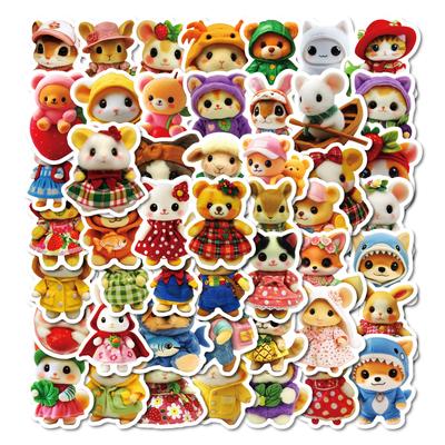 50 Плюшевая игрушка Наклейки с маленькими животными Милые Граффити Блокнот Стакан для воды Водонепроницаемая наклейка
