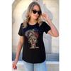 Черная женская футболка размера плюс с круглым вырезом Crystal Stone из 100% хлопка с короткими рукавами