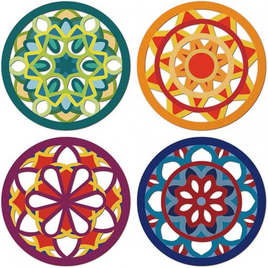 CHDITB 4Pcs Wooden Bird on Birch Tree Branch Wall Art, Boho Modern Green Leaves Silhouette Bird Laser Cut Artwork, Rustic Farmhouse Nature Wall