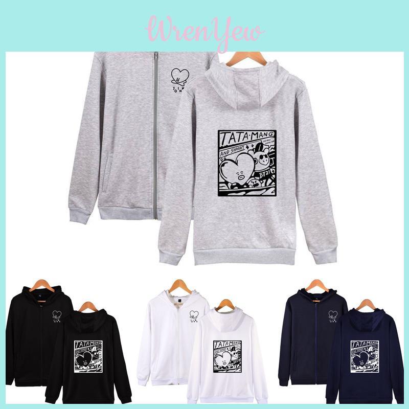 Zipper Bts Sweatshirt Bt21 Bangtan Boys Tata Casual Sweatershirt Kpop Hoodie