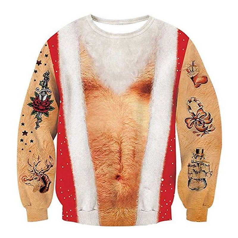 Уютная мужская рождественская толстовка с капюшоном с 3D-графическим принтом для праздничных торжеств