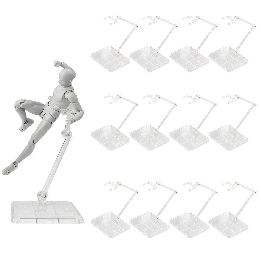 12 Pieces Plastic Model Figure Stand Base 1144 180 Degree Movable Scale Polycarbonate Angle Adjustment Display Stand Decorate Model Doll Act Stage