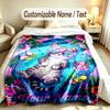 Cat Theme Soft Blanket Personalized Custom Name Text Print Warm Blanket Home Sofa Bedroom Decor