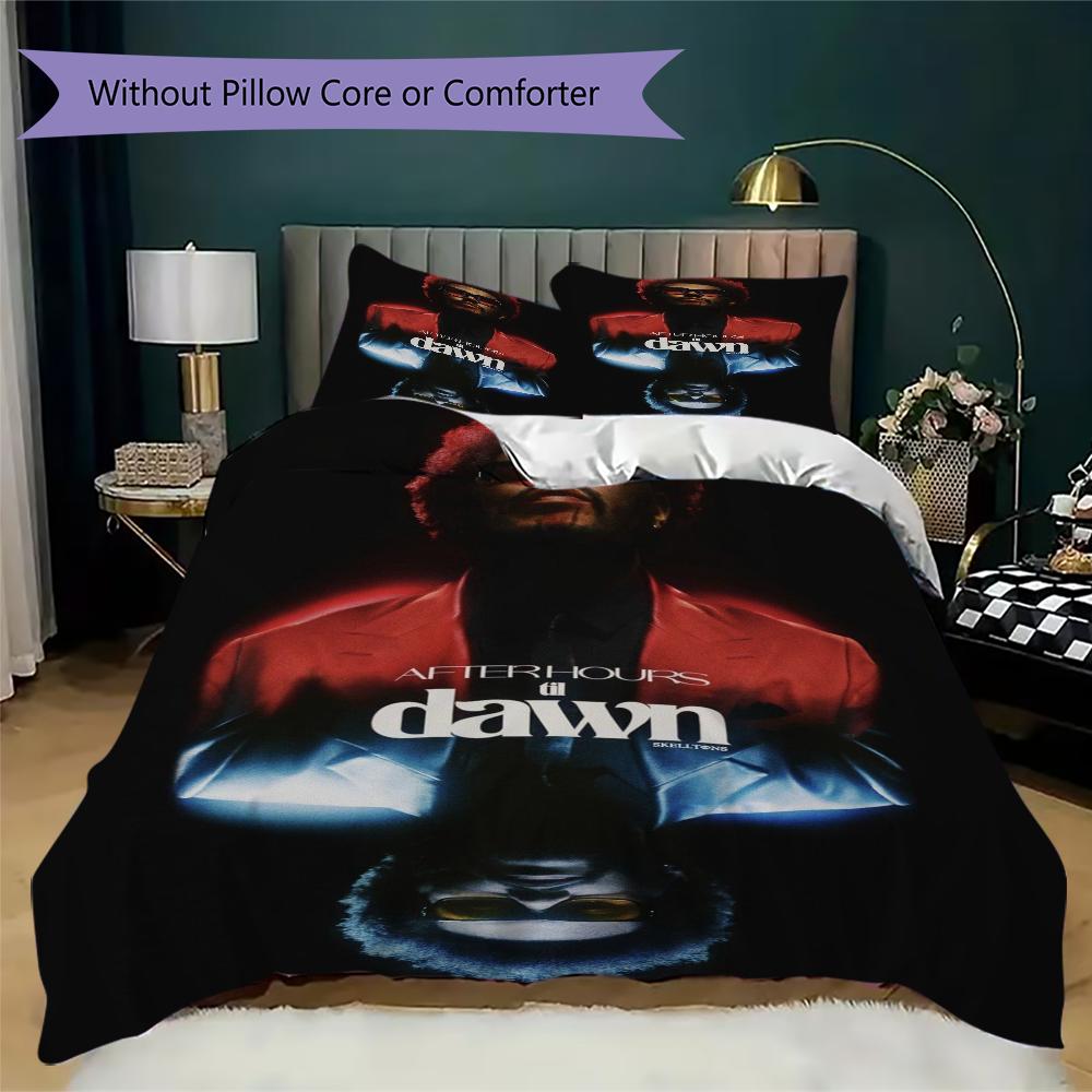 The Weeknd Pattern Bedding uilt Set uilt Cover Pillowcase Home Decoration Birthday Gift (1 * duvet cover + 2 * pillowcase without core)