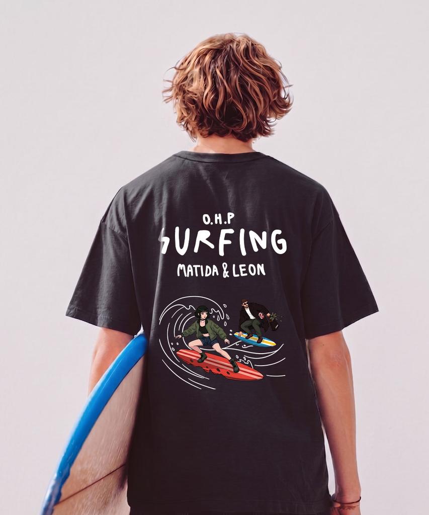 OHP Ohpxquirk Couple Surfing Semi-Oversized Short Sleeve T-Shirt 6 (Type A)