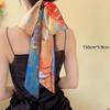 Ribbon Long Strip Silk Scarf Headband Retro Woman Headdress New Printing Tied Hair Turban