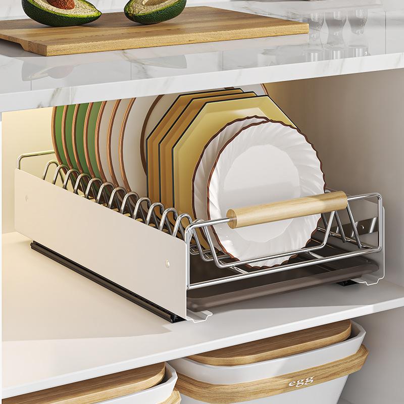 Полка для посуды, кухонный ящик, встроенная тарелка, многофункциональная полка для хранения, кухонный органайзер